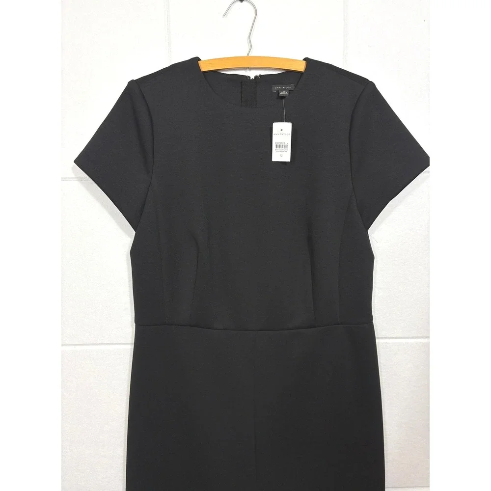Ann Taylor Womens Black Double Knit Midi Flare Dress Size 12 NEW - Picture 14 of 14